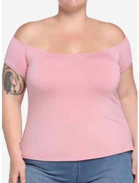 Pink Off-The-Shoulder Top Plus Size, , hi-res