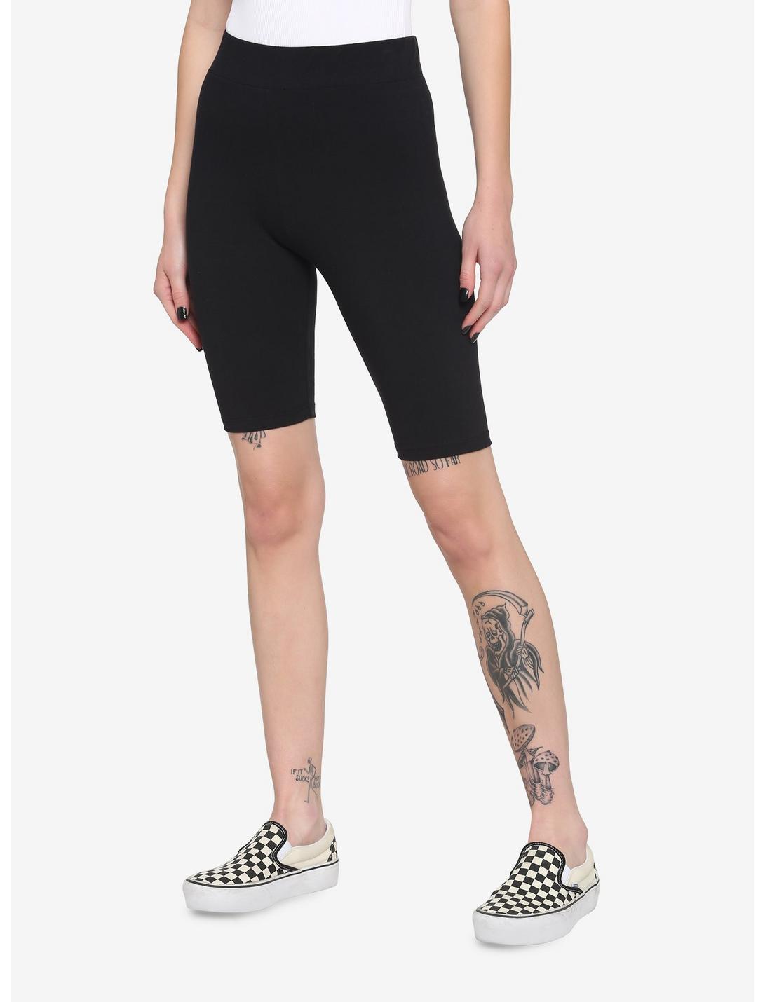 Black 9 Inch Inseam Bike Shorts, DEEP BLACK, hi-res