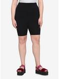Black 10 Inch Inseam Bike Shorts Plus Size, DEEP BLACK, hi-res
