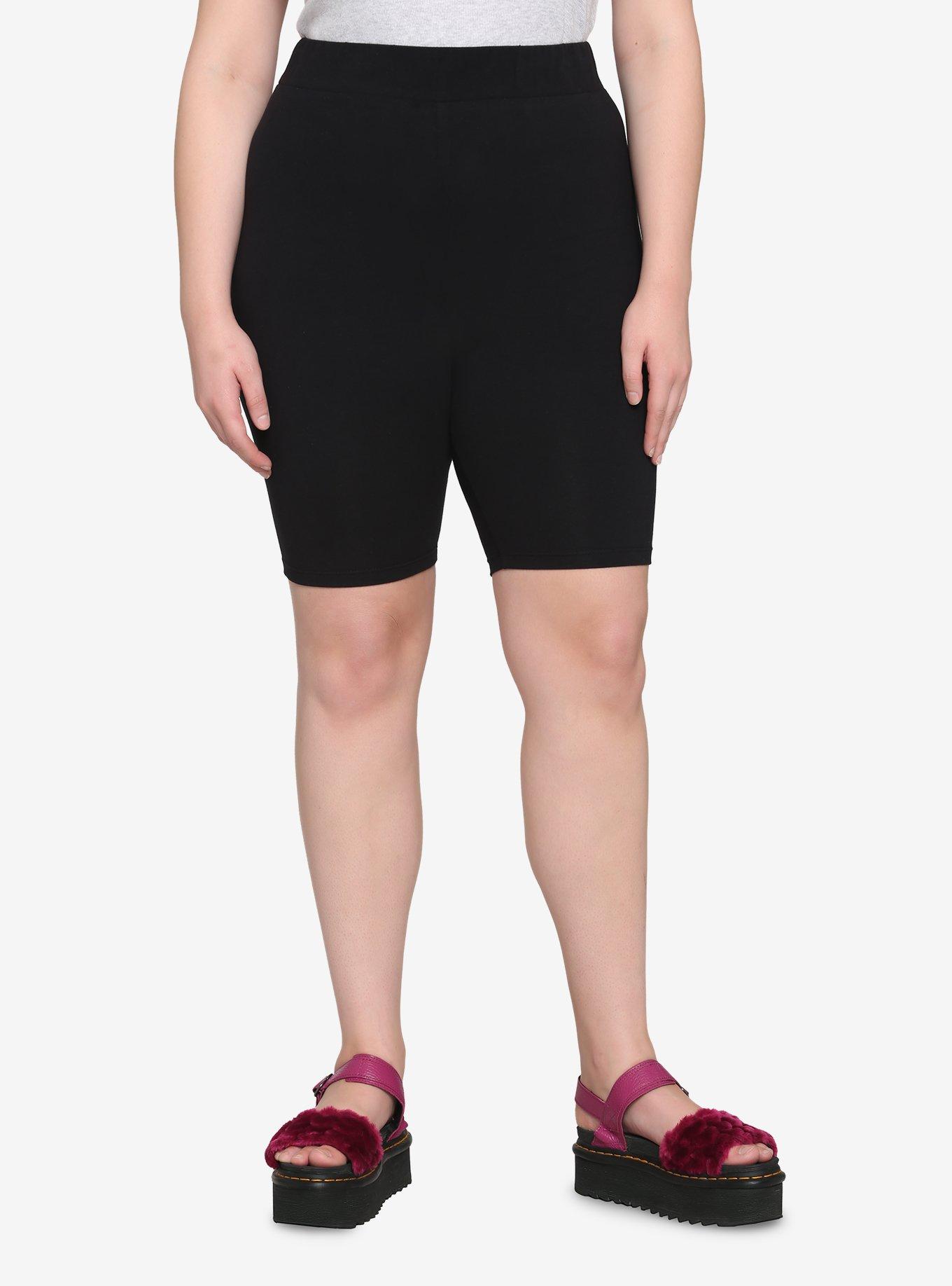 Black 10 Inch Inseam Bike Shorts Plus Size, , hi-res