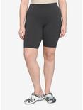 Charcoal Grey 10 Inch Inseam Bike Shorts Plus Size, CHARCOAL  GREY, hi-res