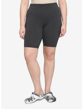 Charcoal Grey Bike Shorts Plus Size, , hi-res