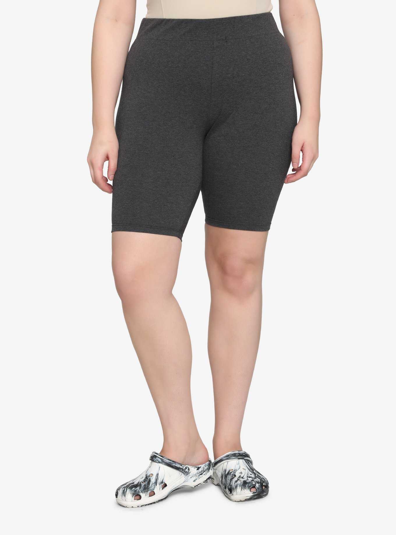 Charcoal Grey 10 Inch Inseam Bike Shorts Plus Size, , hi-res