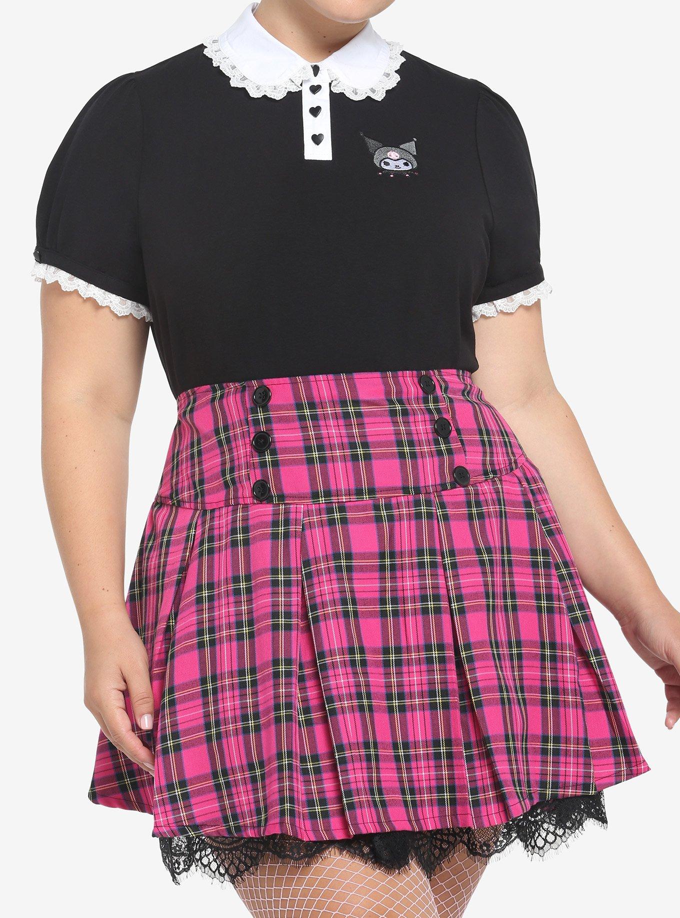 Kuromi Lace Collared Girls Top Plus Size, MULTI, hi-res