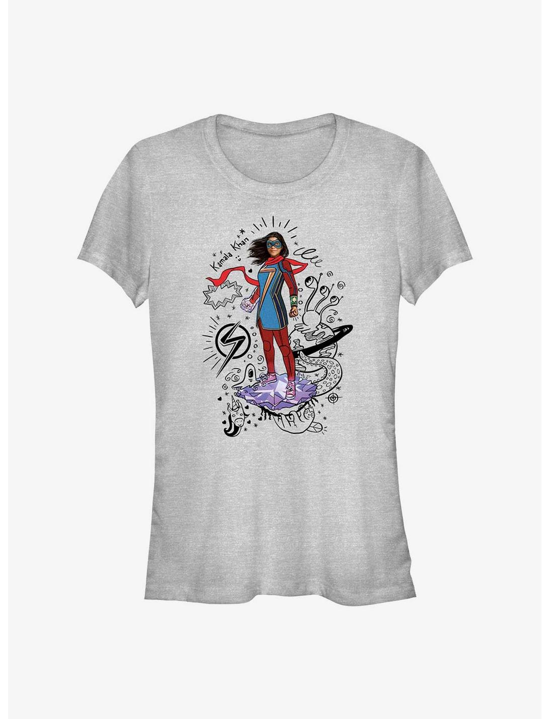 Marvel Ms. Marvel Hero Scribbles Girl's T-Shirt, ATH HTR, hi-res