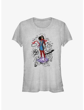 Marvel Ms. Marvel Hero Scribbles Girl's T-Shirt, ATH HTR, hi-res