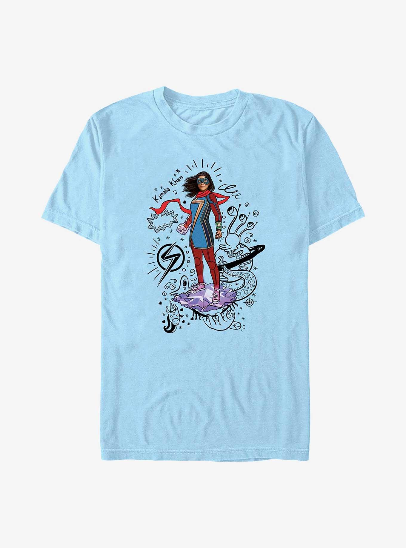 Marvel Ms. Marvel Hero Scribbles T-Shirt, LT BLUE, hi-res