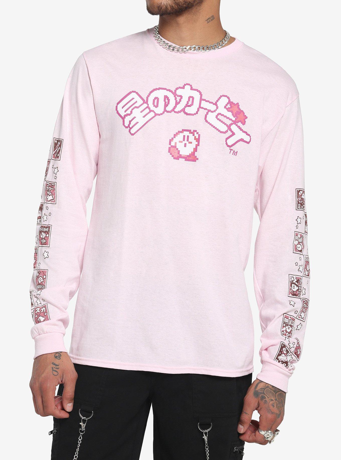Kirby 8-Bit Star Checkered Long-Sleeve T-Shirt, PINK, hi-res