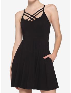 Black Front Strappy Dress, , hi-res