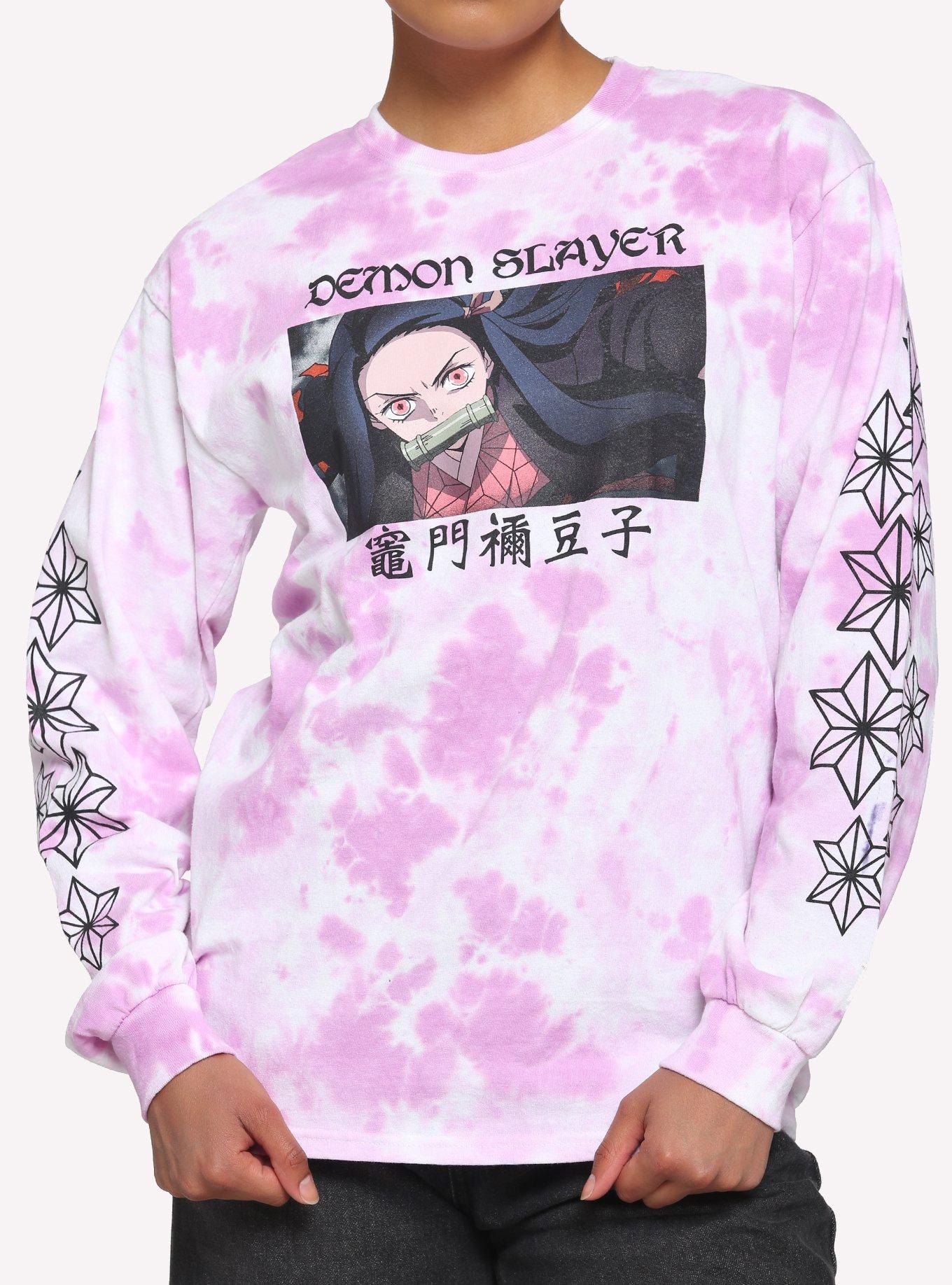 Demon Slayer: Kimetsu No Yaiba Nezuko Pink Tie-Dye Girls Long-Sleeve T-Shirt, MULTI, hi-res