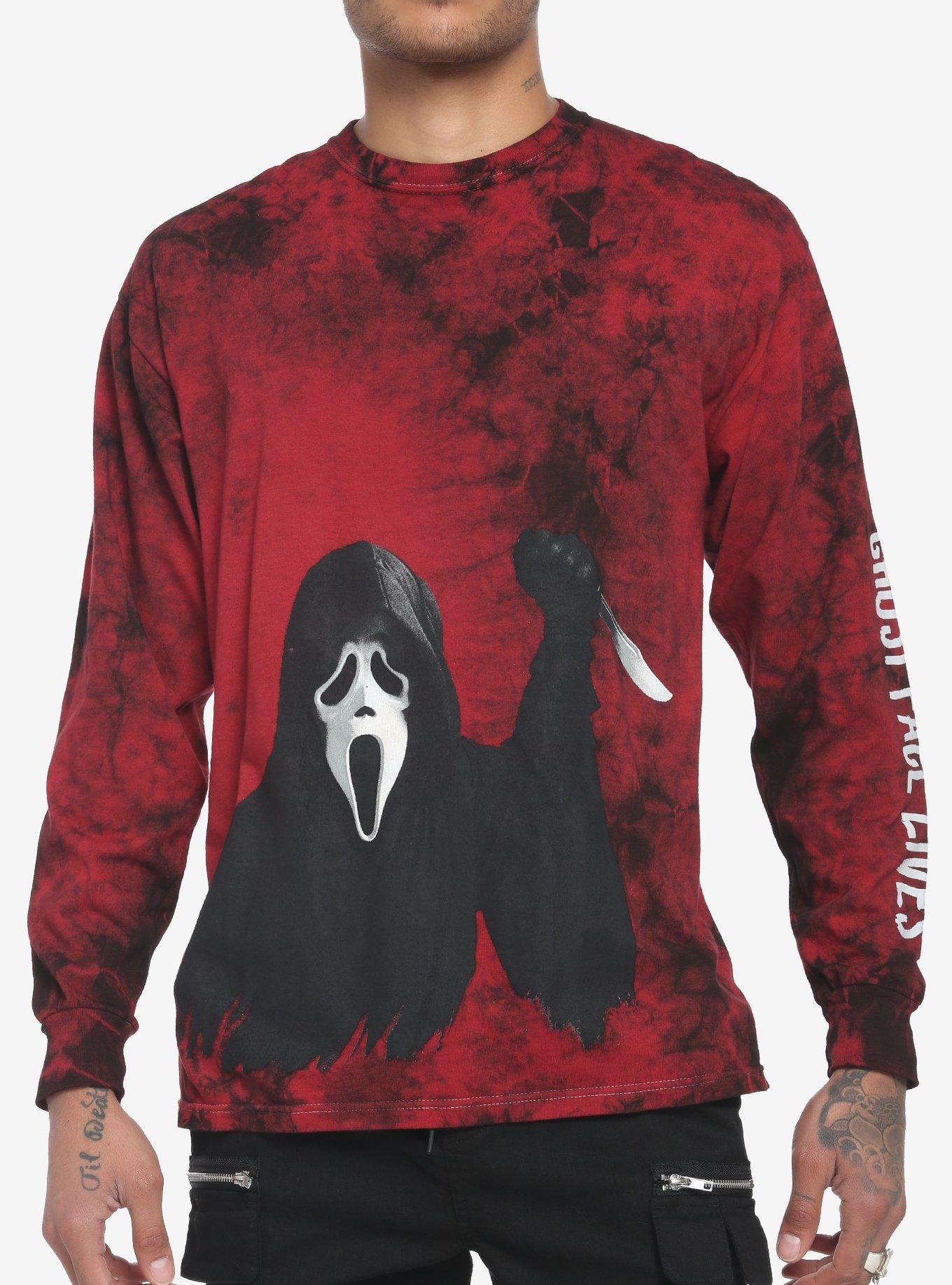 Scream Ghost Face Red Wash Long-Sleeve T-Shirt, MULTI, hi-res
