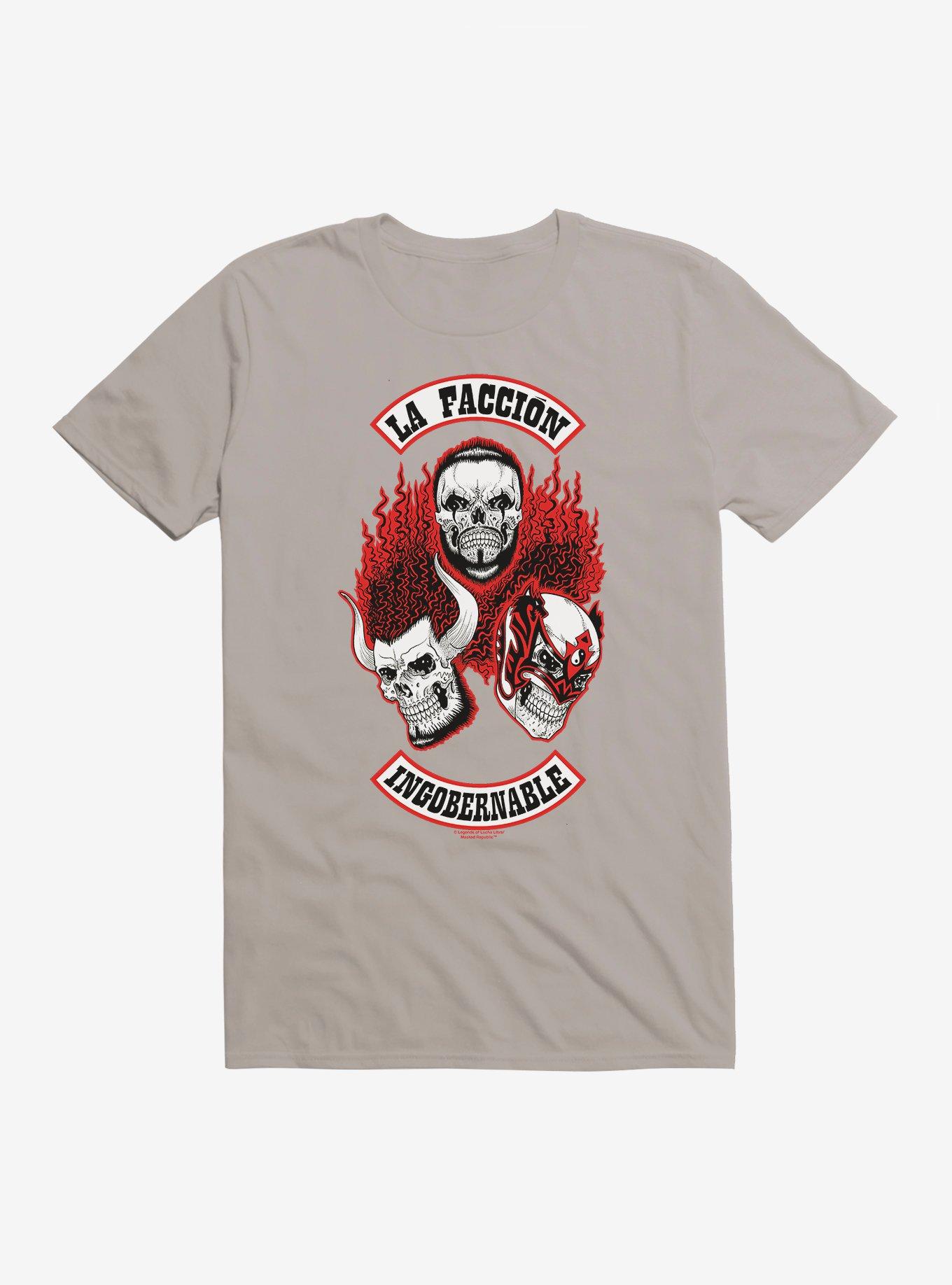 Masked Republic Legends Of Lucha Libre La Faccion Ingobernable Skulls T-Shirt, LIGHT GREY, hi-res