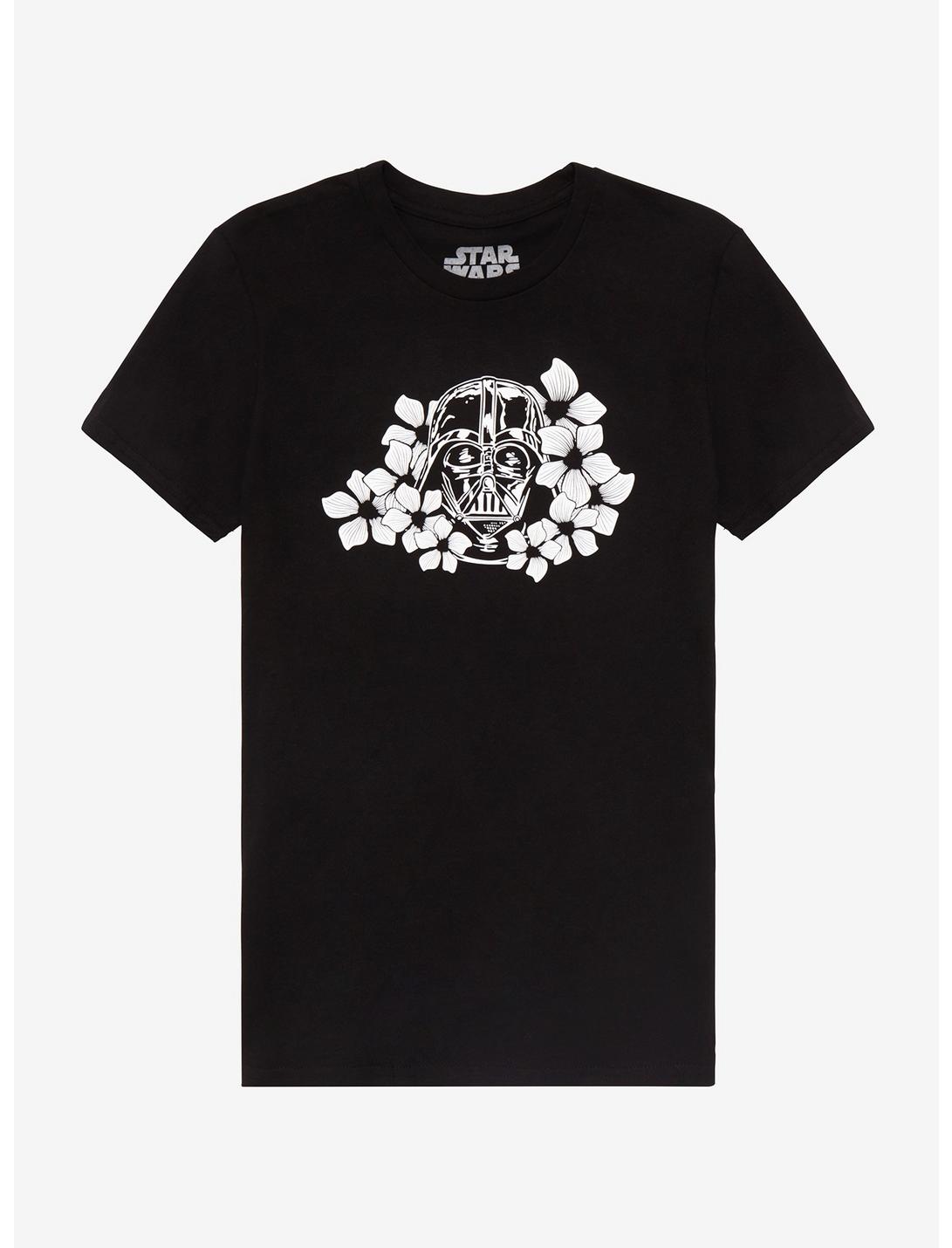 Star Wars Darth Vader Floral Women's T-Shirt - BoxLunch Exclusive, BLACK, hi-res