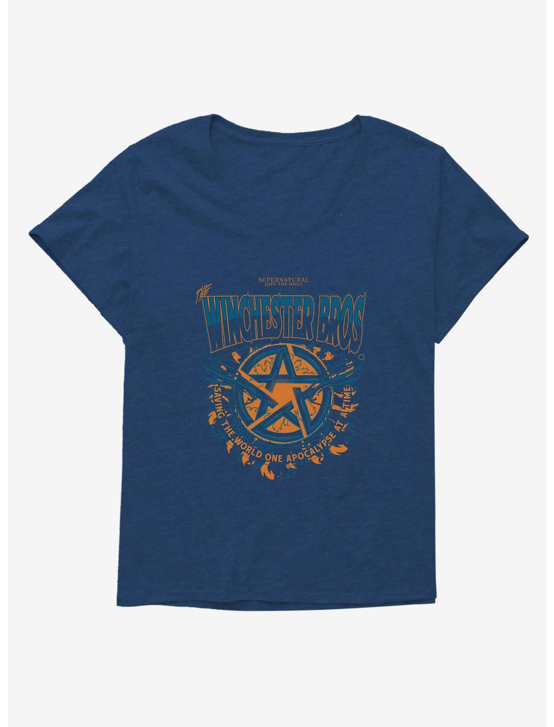 Supernatural Winchester Bros. Saving The World Womens T-Shirt Plus Size, ATHLETIC NAVY, hi-res
