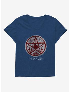 Supernatural Saving & Hunting Pentagram Girls T-Shirt Plus Size, ATHLETIC NAVY, hi-res