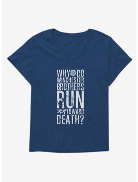 Supernatural Winchesters Run Toward Death Girls T-Shirt Plus Size, ATHLETIC NAVY, hi-res