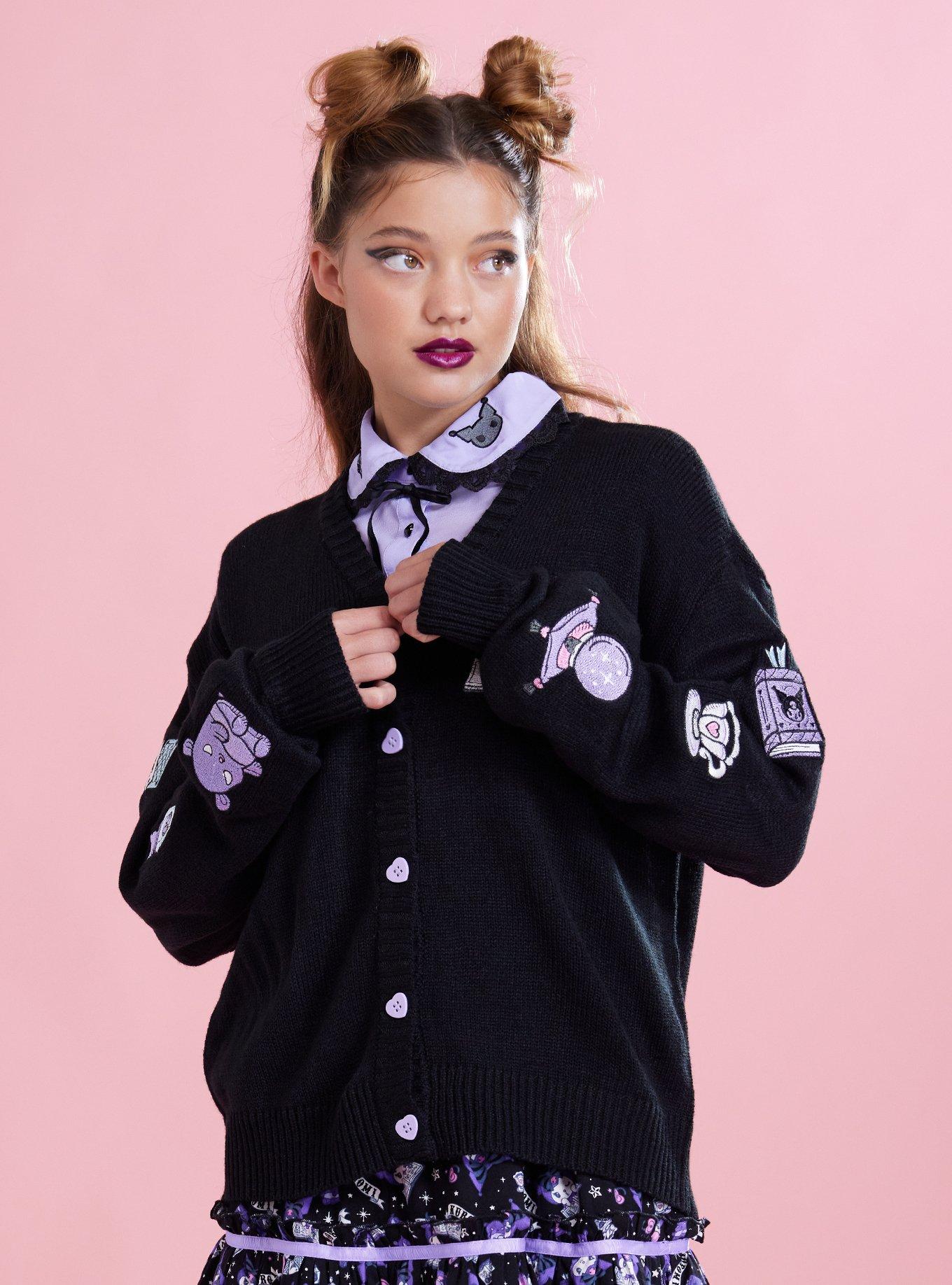 Kuromi Fortune Teller Skimmer Cardigan, BLACK  PURPLE, hi-res