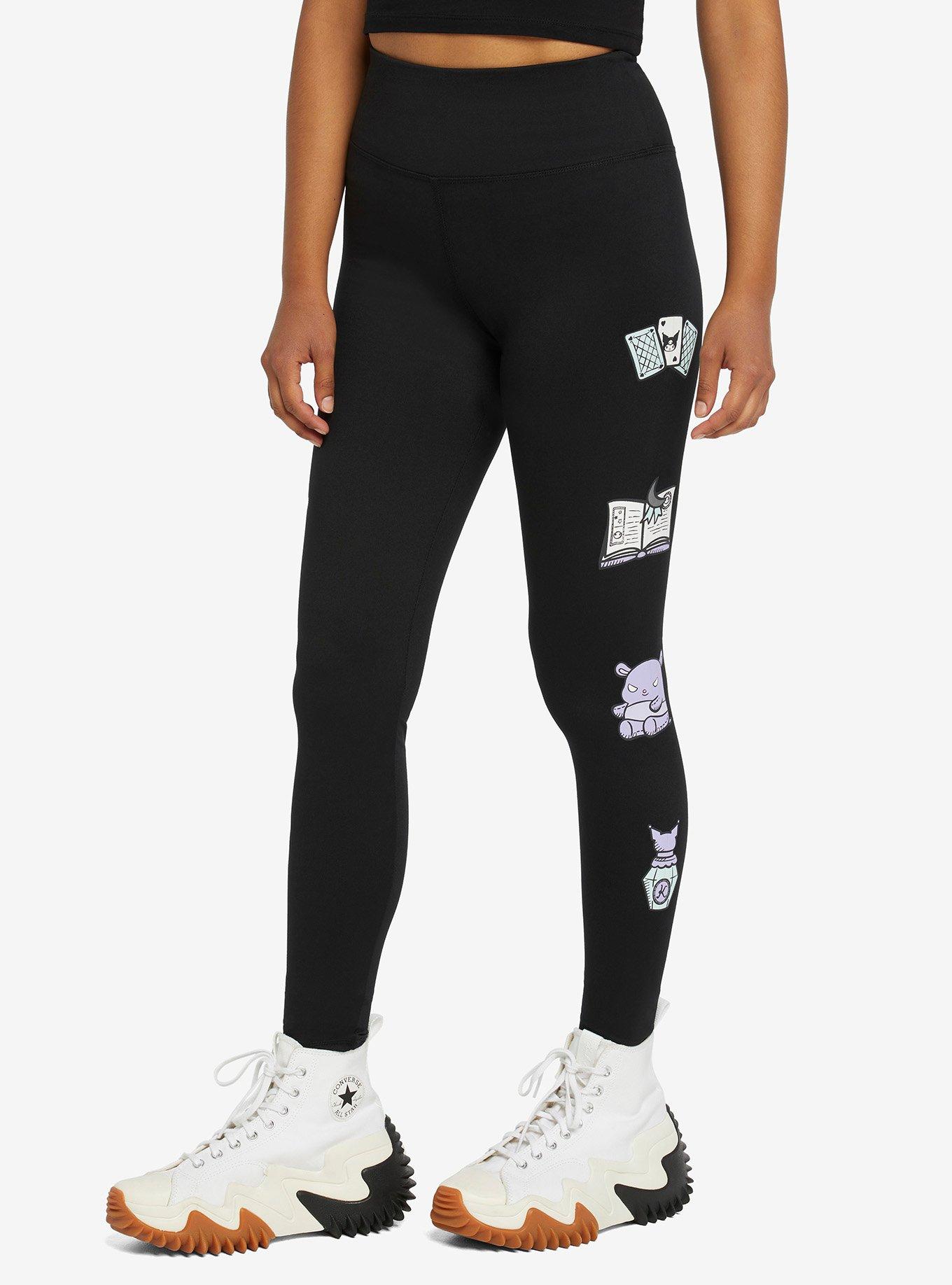 Kuromi Fortune Teller Leggings, BLACK  PURPLE, hi-res