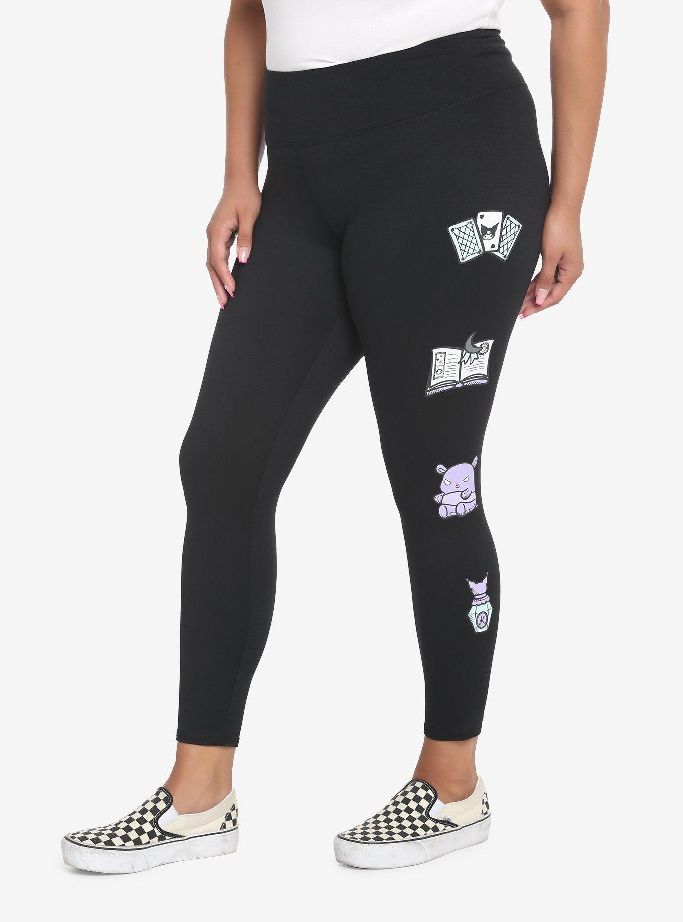 Kuromi Fortune Teller Leggings Plus Size, BLACK  PURPLE, hi-res