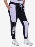 Kuromi Fortune Teller Color-Block Sweatpants Plus Size, BLACK  PURPLE, hi-res