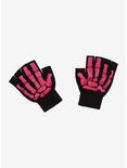 Pink Skeleton Fingerless Gloves, , hi-res