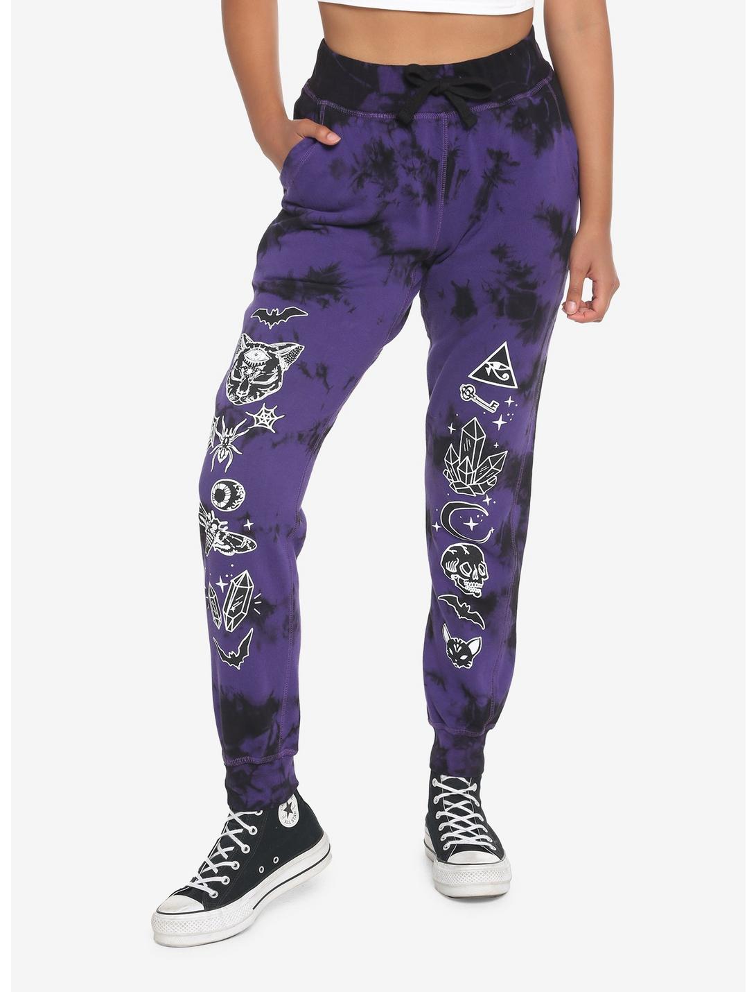 Purple Witch Tie-Dye Girls Sweatpants, PURPLE, hi-res