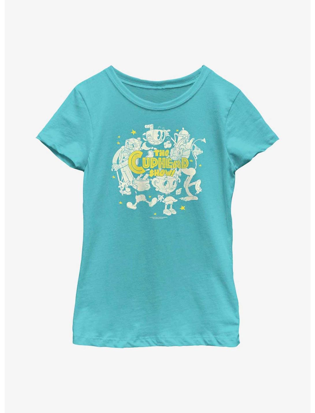 The Cuphead Show! Logo Group Youth Girls T-Shirt, TAHI BLUE, hi-res