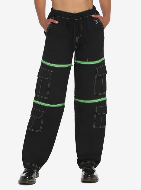 Black & Green Zip-Off Carpenter Pants | Hot Topic