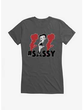 Betty Boop Hashtag Triple The Sass Girls T-Shirt, CHARCOAL, hi-res