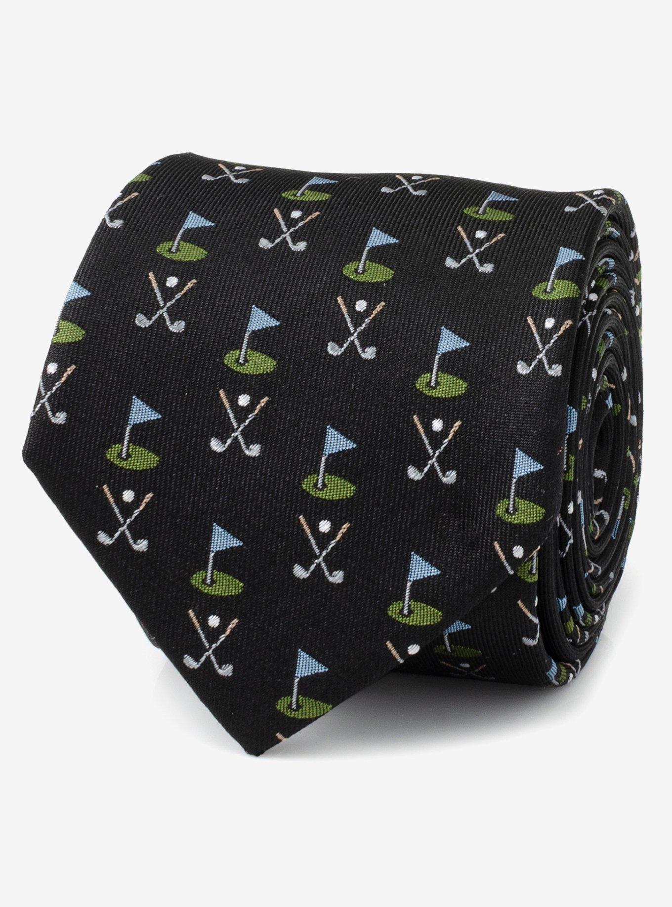 Golf Course Black Silk Men's Tie, , hi-res