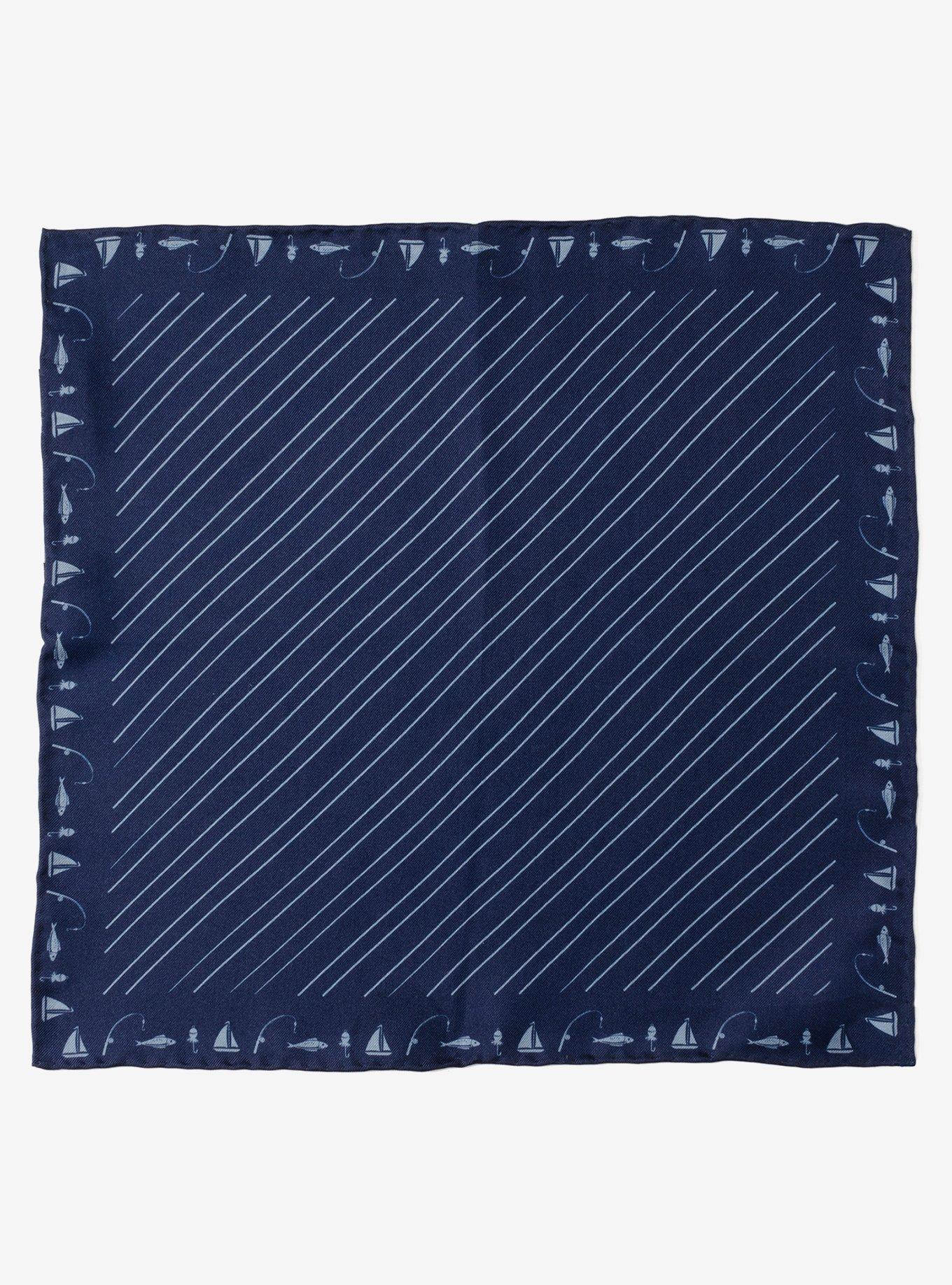 Nautical Blue Pocket Square, , hi-res