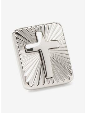 Stainless Steel Radiant Cross Lapel Pin, , hi-res