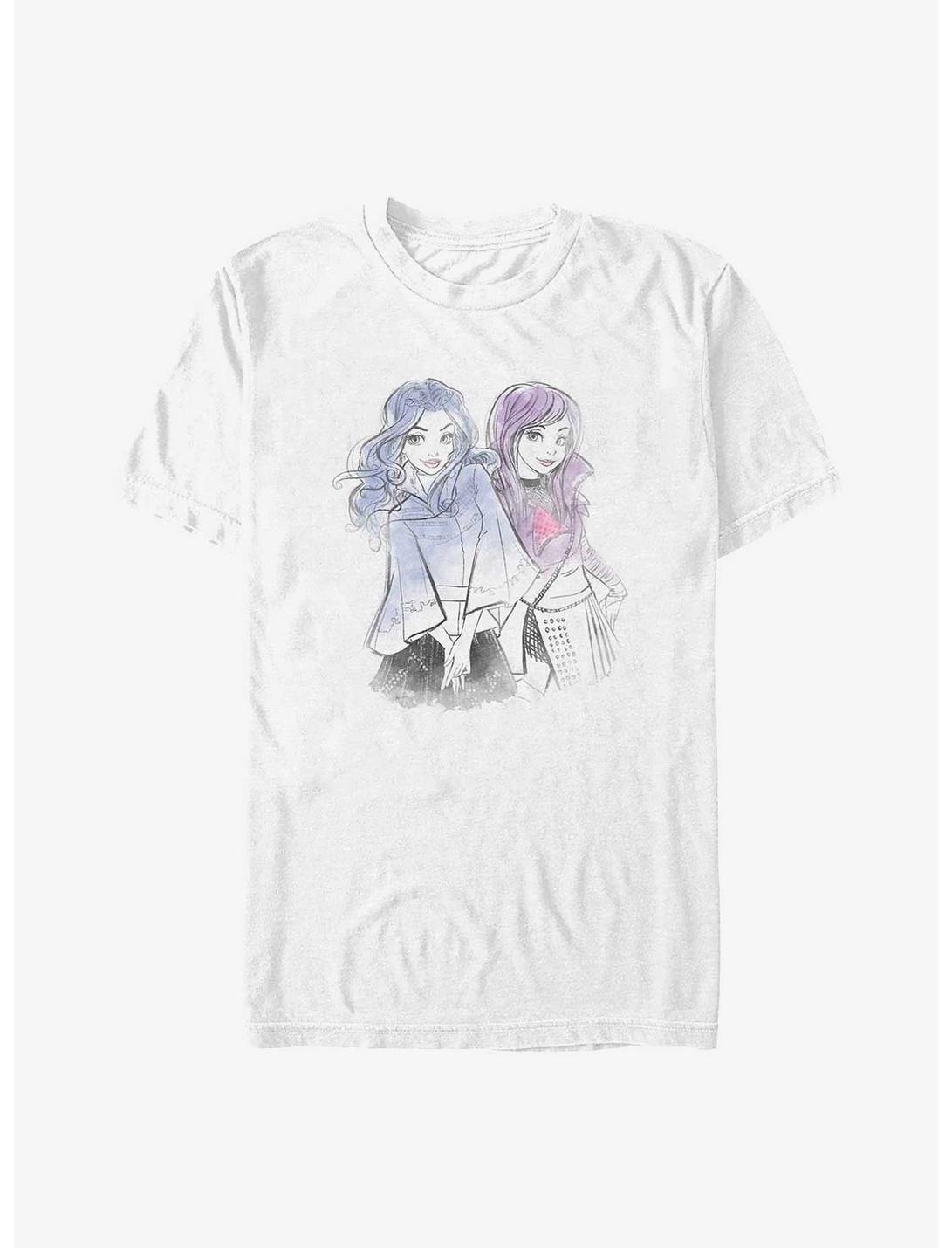 Disney Descendants Evie & Mal Watercolor T-Shirt, WHITE, hi-res