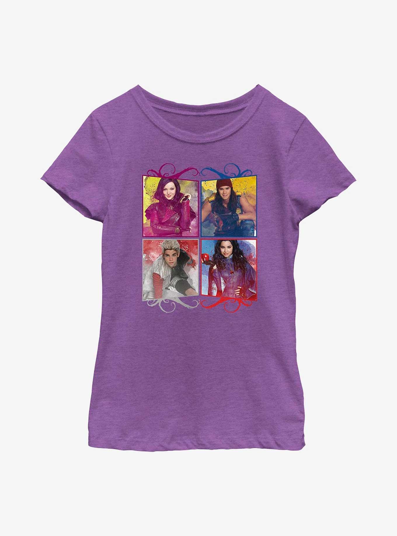 Disney Descendants Four Evil Boxes Youth Girls T-Shirt - PURPLE