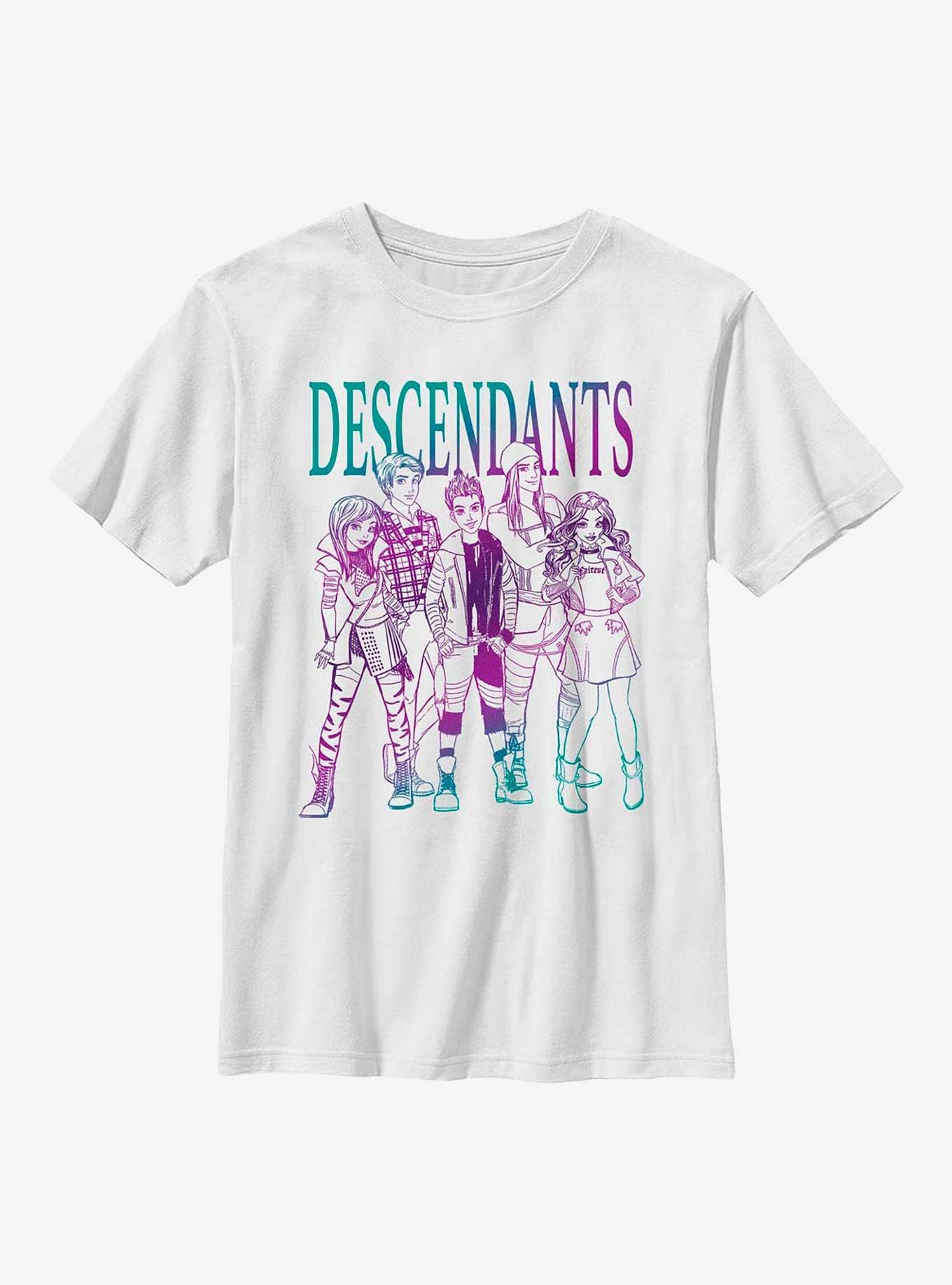 Disney Descendants Sketch Group Youth T-Shirt, WHITE, hi-res
