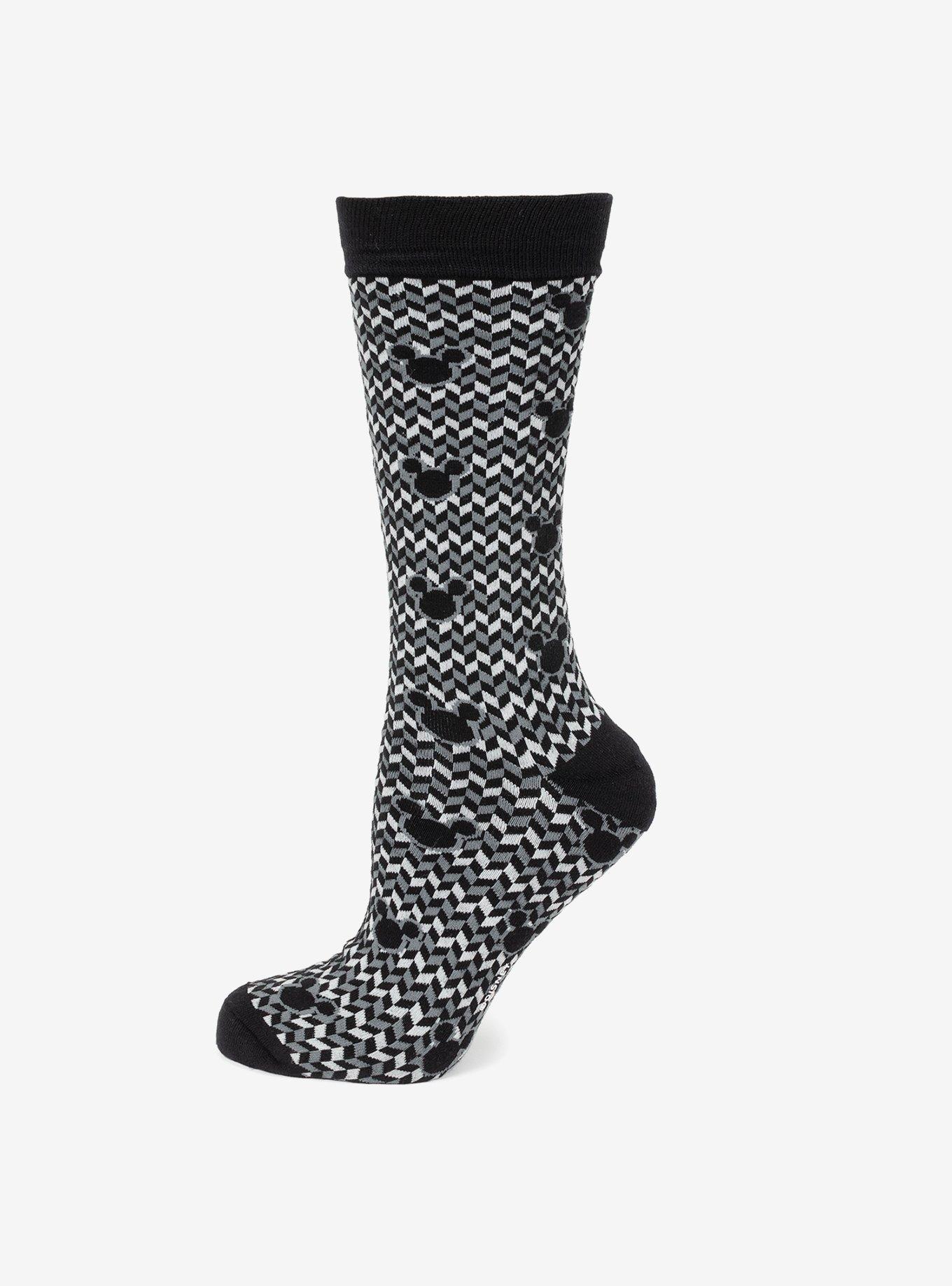 Disney  Mickey Mouse Silhouette Chevron Black Men's Socks, , hi-res