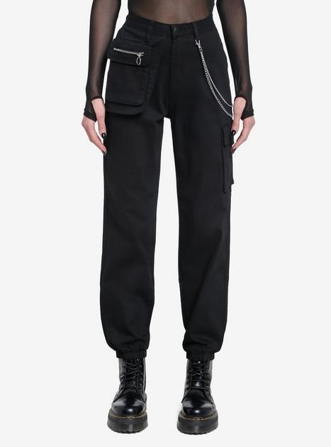 Black Chain Zipper Pocket Jogger Pants | Hot Topic