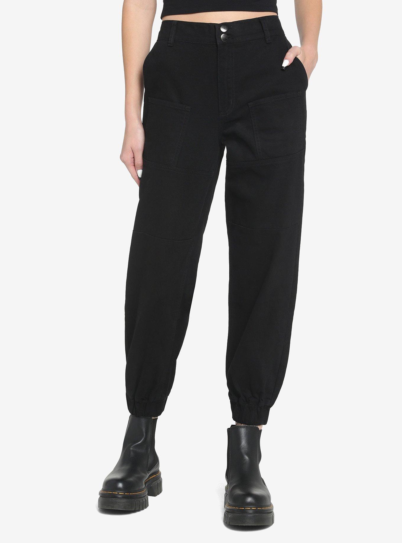 Black Denim Jogger Pants Hot Topic