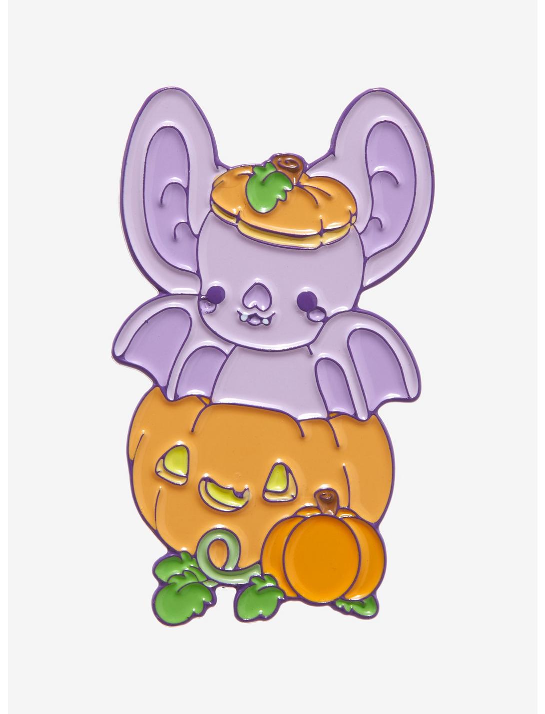 Pumpkin Bat Enamel Pin By Bright Bat Design, , hi-res