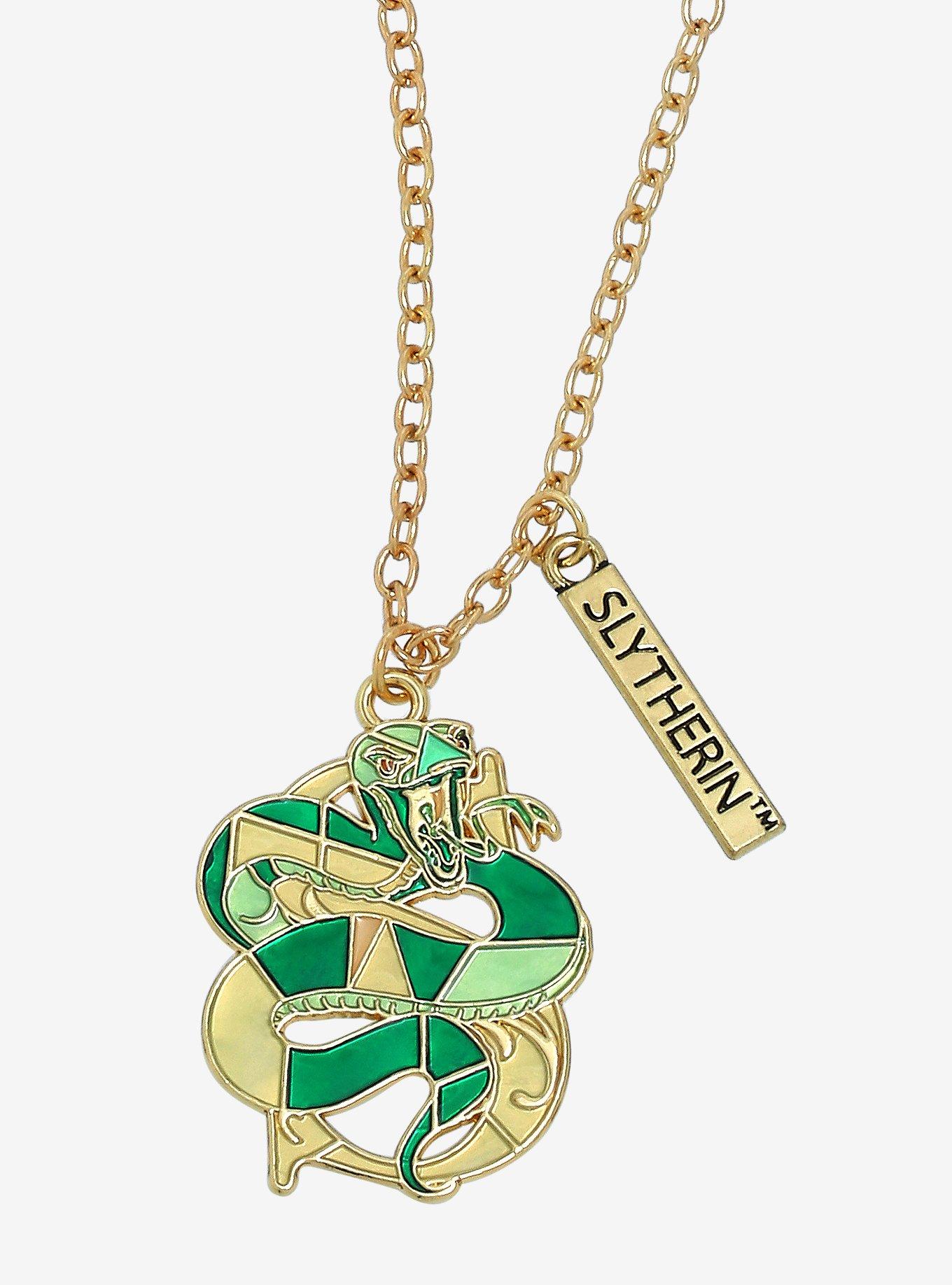 Harry Potter Slytherin Serpent Stained Glass Necklace - BoxLunch Exclusive