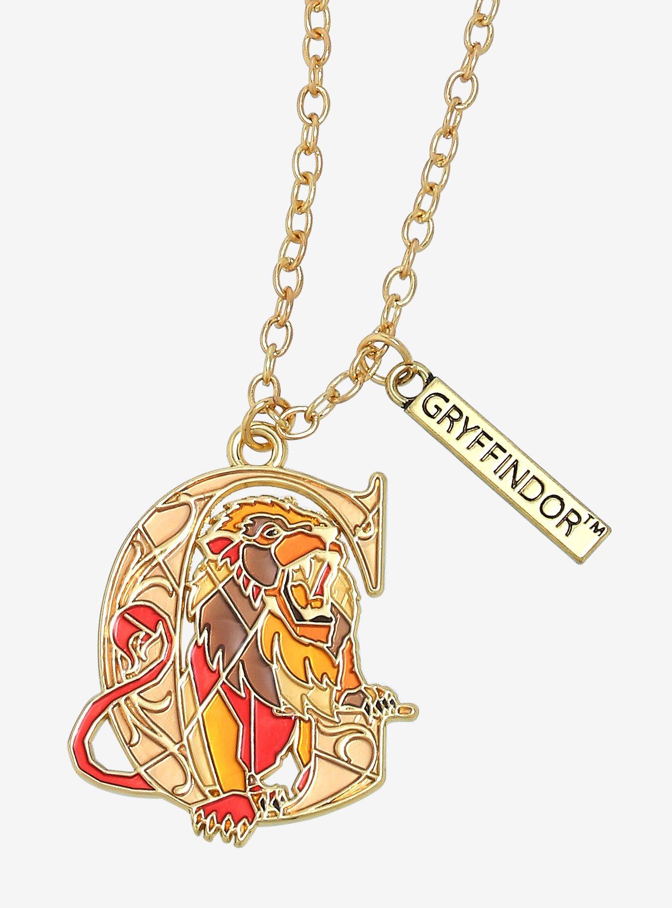 Harry Potter Gryffindor Lion Stained Glass Necklace - BoxLunch Exclusive, , hi-res