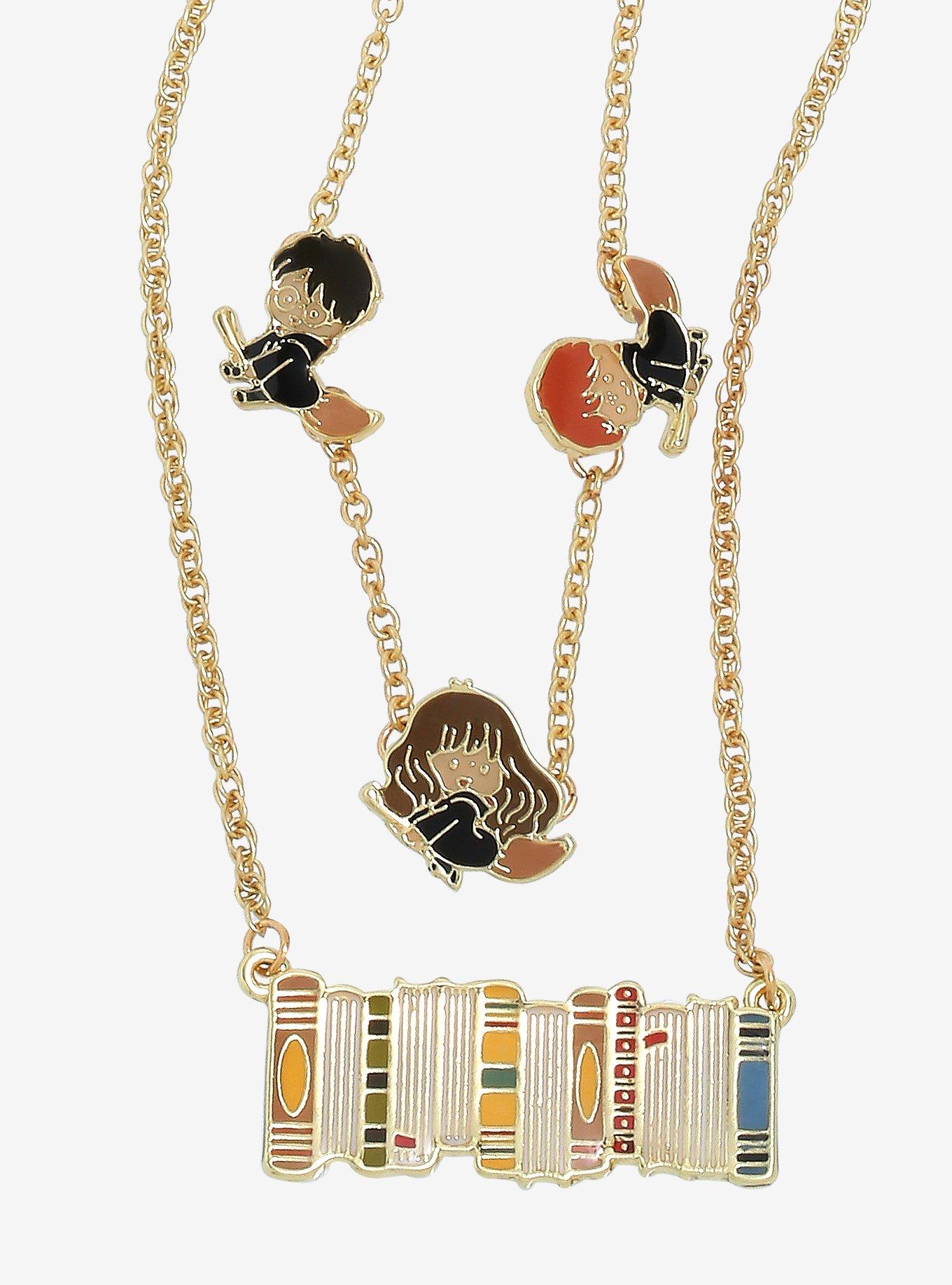 Harry Potter Broomsticks & Books Layered Necklace - BoxLunch Exclusive, , hi-res