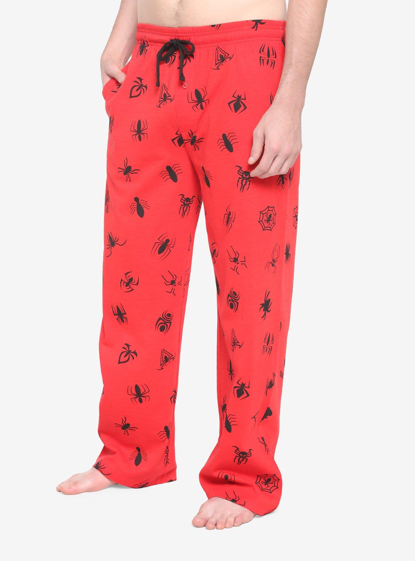 Men's Spider-man Knit Fictitious Character Printed Pajama Pants