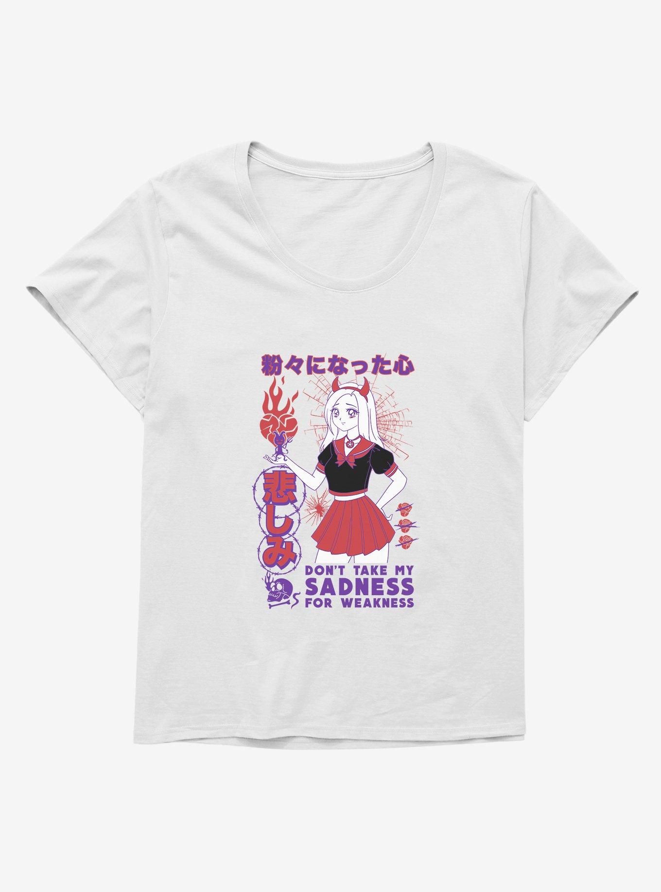 Anime Girl Sad For Weak Girls T-Shirt Plus Size, , hi-res