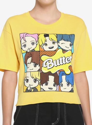 TinyTAN Butter Grid Girls Crop T-Shirt Inspired By BTS | Hot Topic