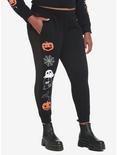 Halloween Icons Mesh Girls Pants Plus Size, BLACK, hi-res
