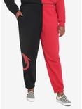 Red & Black Devil Tail Split Girls Sweatpants Plus Size, RED, hi-res