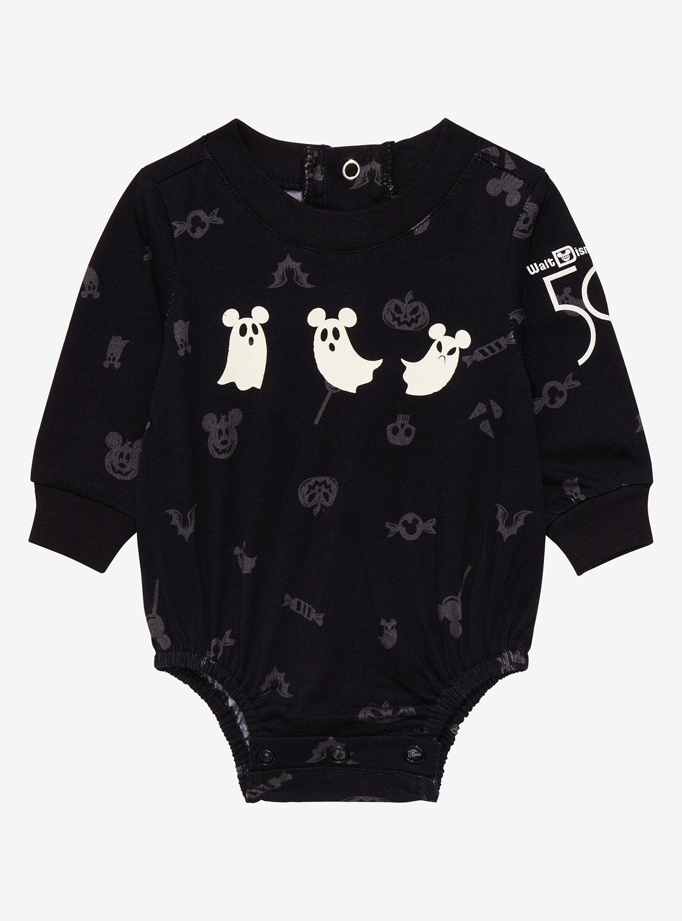 Disney Walt Disney World 50th Anniversary Mickey Ghosts & Icons Glow-in-the-Dark Infant One-Piece - BoxLunch Exclusive, , hi-res