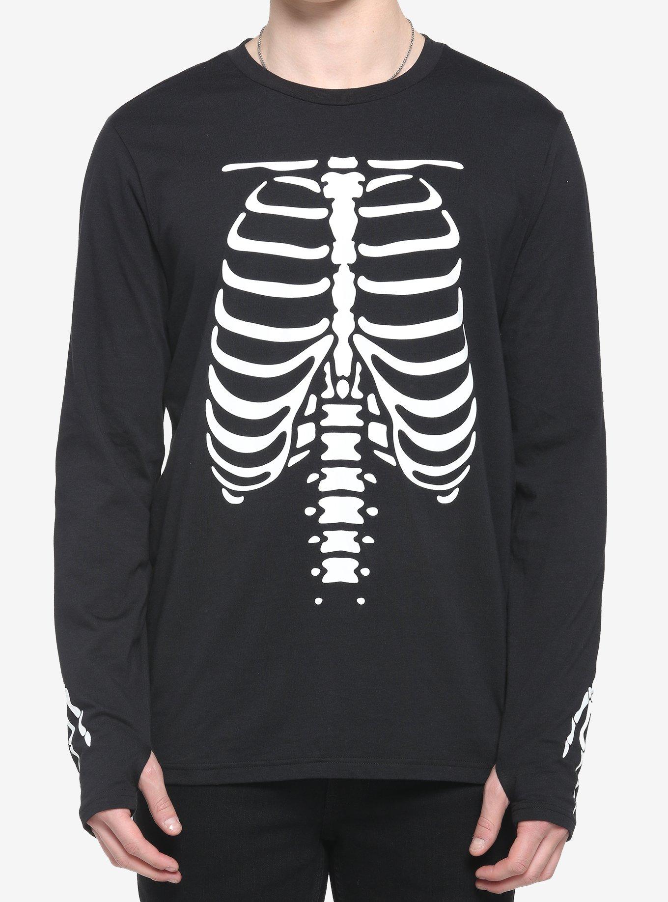 Skeleton Bones Long-Sleeve T-Shirt, BLACK, hi-res