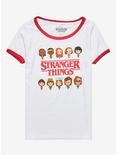 Stranger Things Chibi Characters Girls Ringer T-Shirt, MULTI, hi-res